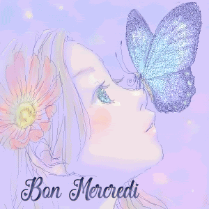 Gif animé Bon mercredi papillon fille